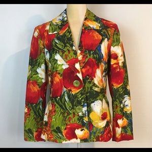 Chico’s 1 M Floral Bold Colorful Jacket Stretch